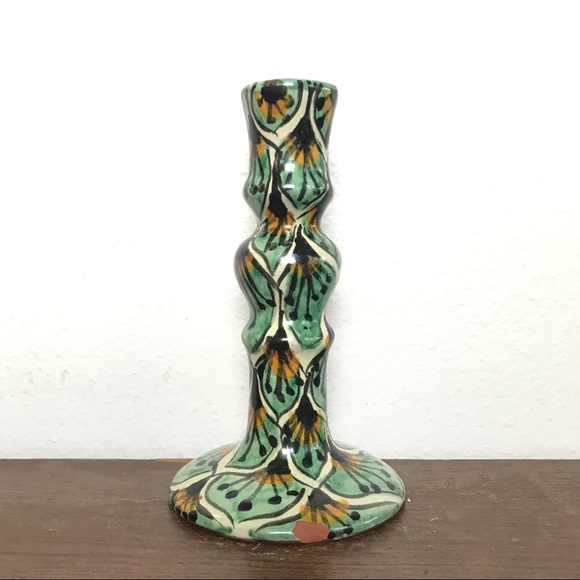 Vintage hand painted Mexican tonala candle stick - Picture 3 of 5